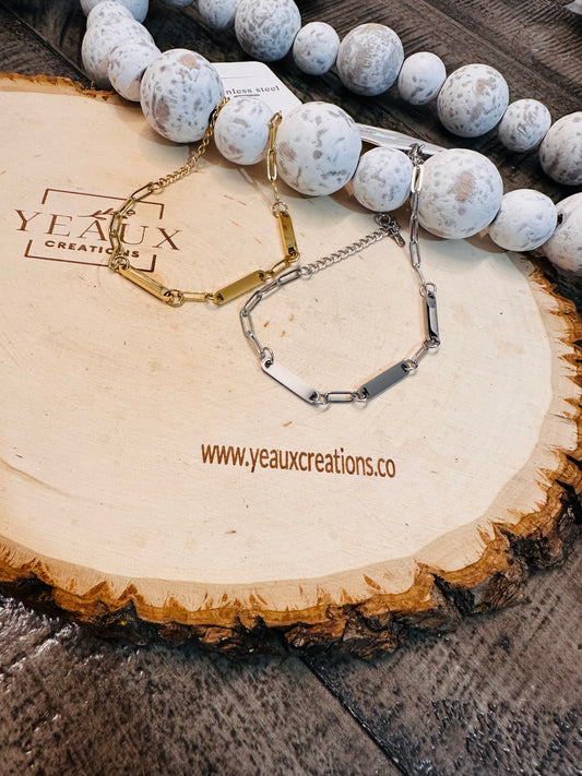 PERSONALIZED SMALL OVAL BAR (3 BAR) PAPERCLIP BRACELET