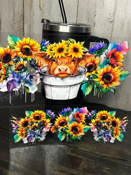 40 0z UV DTF Cup Wraps Top and Bottom- HYLAND COW BUCKET