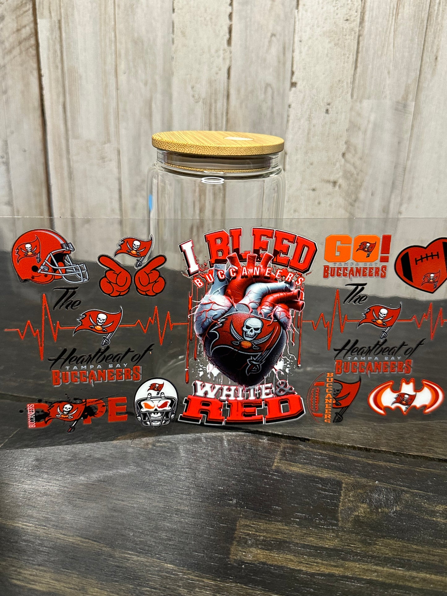 16 0z UV DTF DOUBLE SIDED Cup Wrap with Matching Lid Decal - SPORTS TEAMS (PICK TEAM)