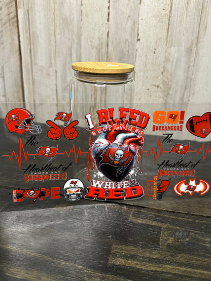 16 0z UV DTF DOUBLE SIDED Cup Wrap with Matching Lid Decal - SPORTS TEAMS (PICK TEAM)