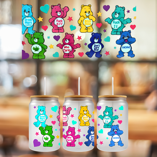16 0z UV DTF Cup Wrap- SWEAR BEARS, DOUBLE SIDED