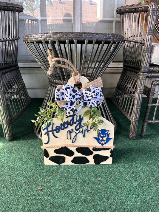 BLUE DEVILS COW TAG DOOR HANGER