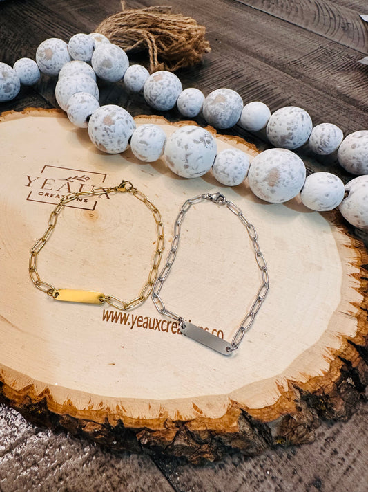 PERSONALIZED REGULAR OVAL BAR PAPERCLIP BRACELET