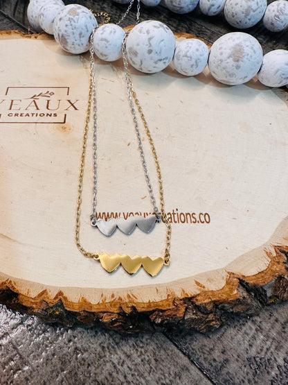 PERSONALIZED LINKED HEART NECKLACE (1,2,3,4,OR 5 HEARTS)