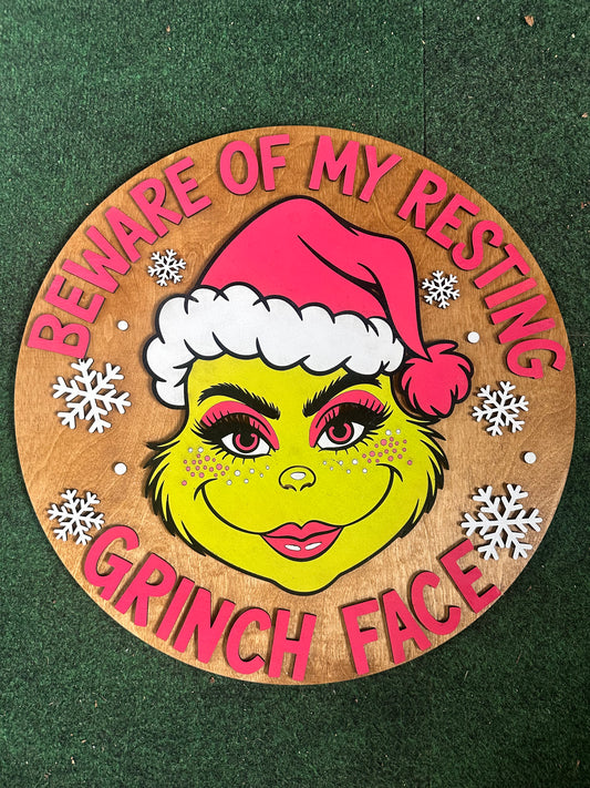 RESTING GRINCH FACE DOOR HANGER