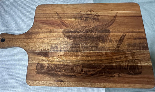 HYLAND COW CUTTING BOARD