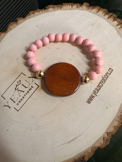 PERSONALIZED WOOD BEAD BRACELET