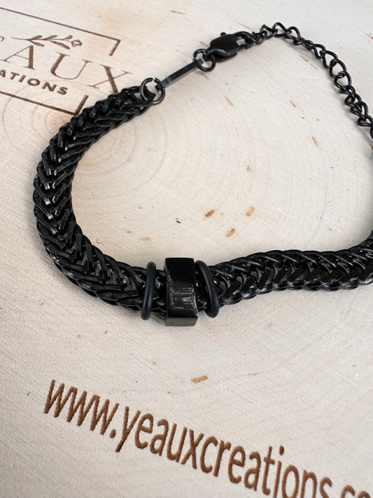 PERSONALIZED MEN BLACK STAINLESS STEEL BRACELET