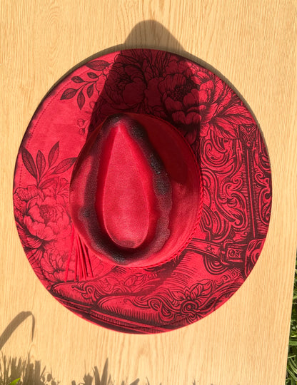BOOTS AND FLOWERS WIDE BRIM HAT