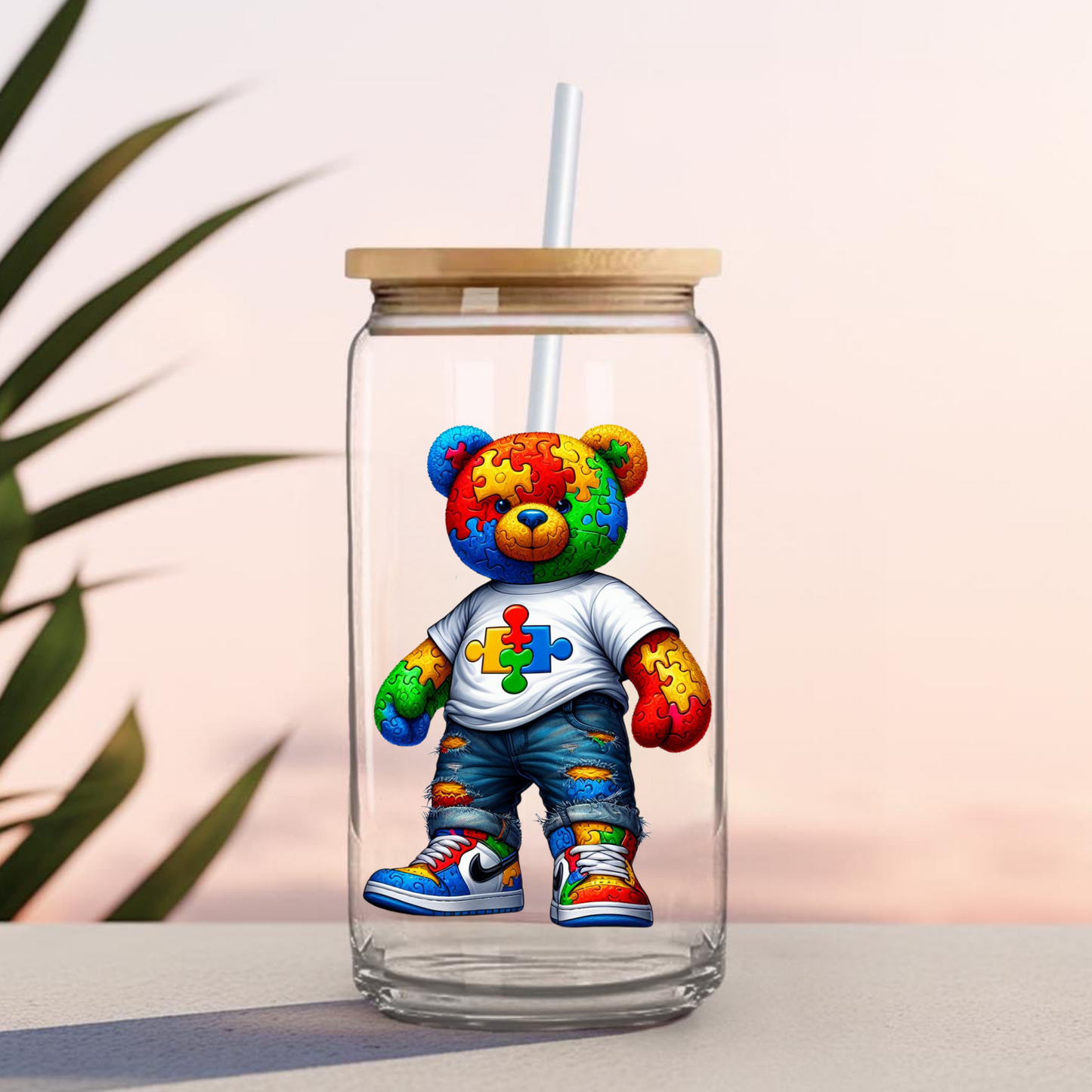 16 0z UV DTF Cup Decal- AUTISM BEAR (DOUBLE SIDED)