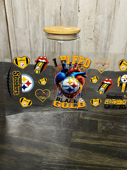 16 0z UV DTF DOUBLE SIDED Cup Wrap with Matching Lid Decal - SPORTS TEAMS (PICK TEAM)