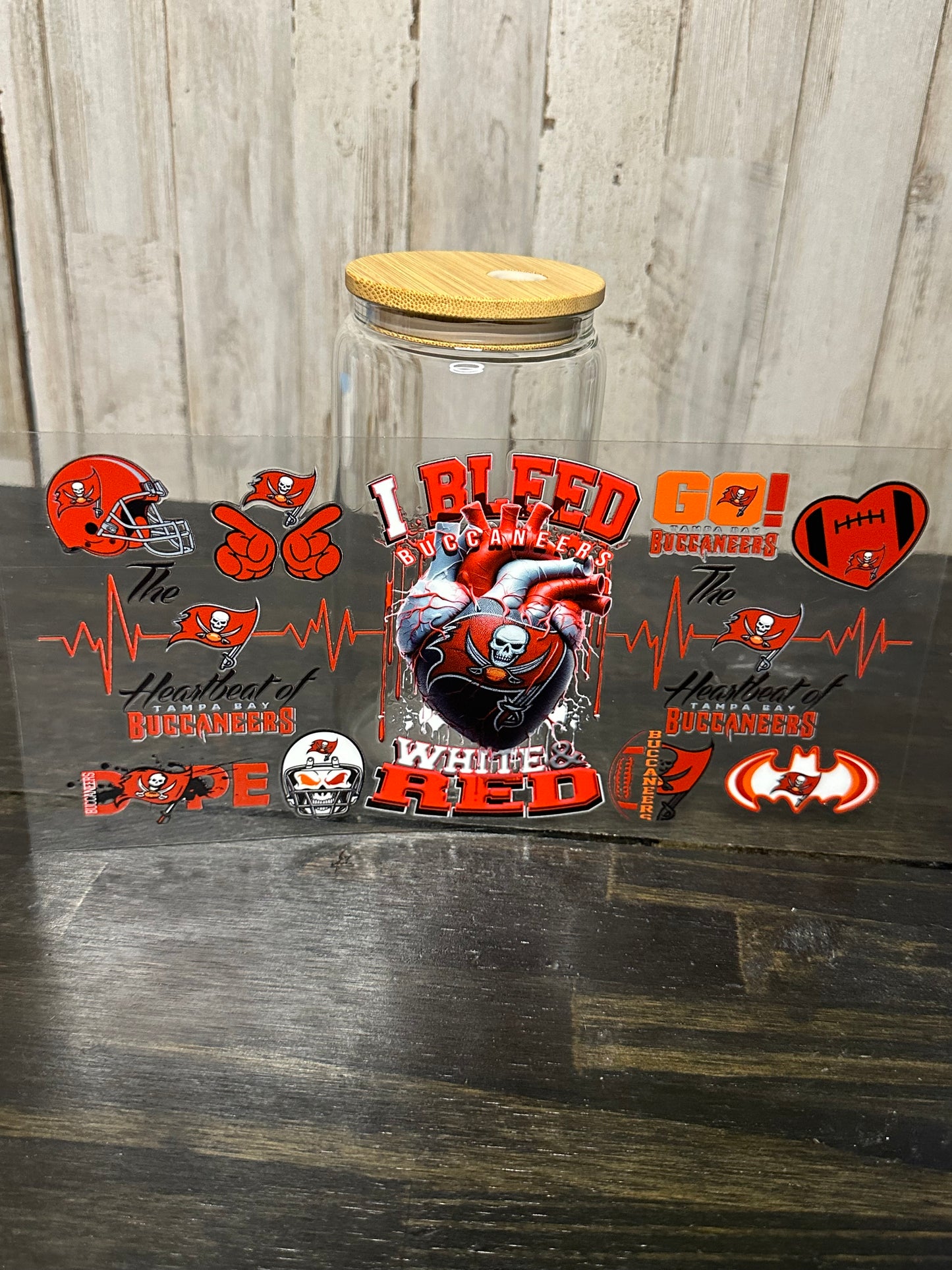 16 0z UV DTF DOUBLE SIDED Cup Wrap with Matching Lid Decal - SPORTS TEAMS (PICK TEAM)