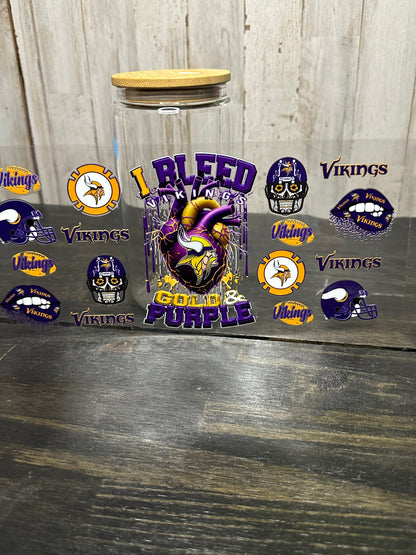 16 0z UV DTF DOUBLE SIDED Cup Wrap with Matching Lid Decal - SPORTS TEAMS (PICK TEAM)