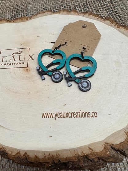 STETHOSCOPE WOOD EARRINGS
