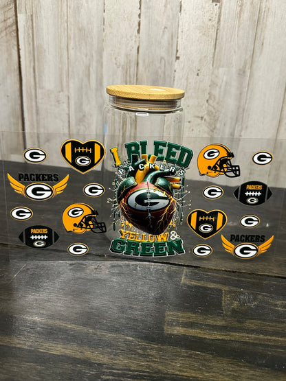 16 0z UV DTF DOUBLE SIDED Cup Wrap with Matching Lid Decal - SPORTS TEAMS (PICK TEAM)