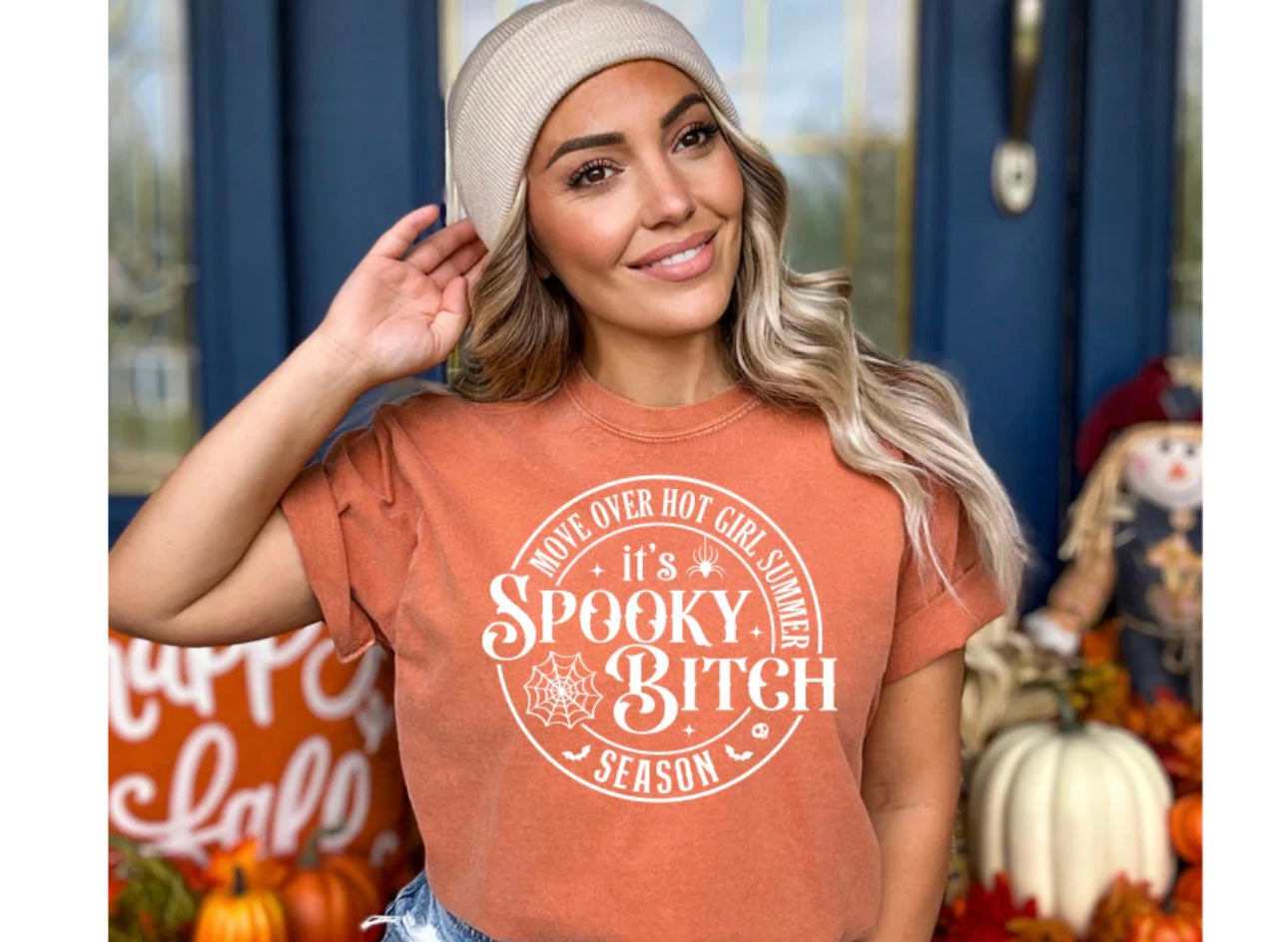 Single Color Screen Print- SPOOKY B (WHITE)