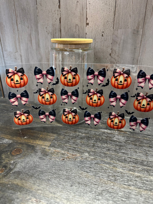 16 0z UV DTF Cup Wrap- PUMPKIN AND BOWS
