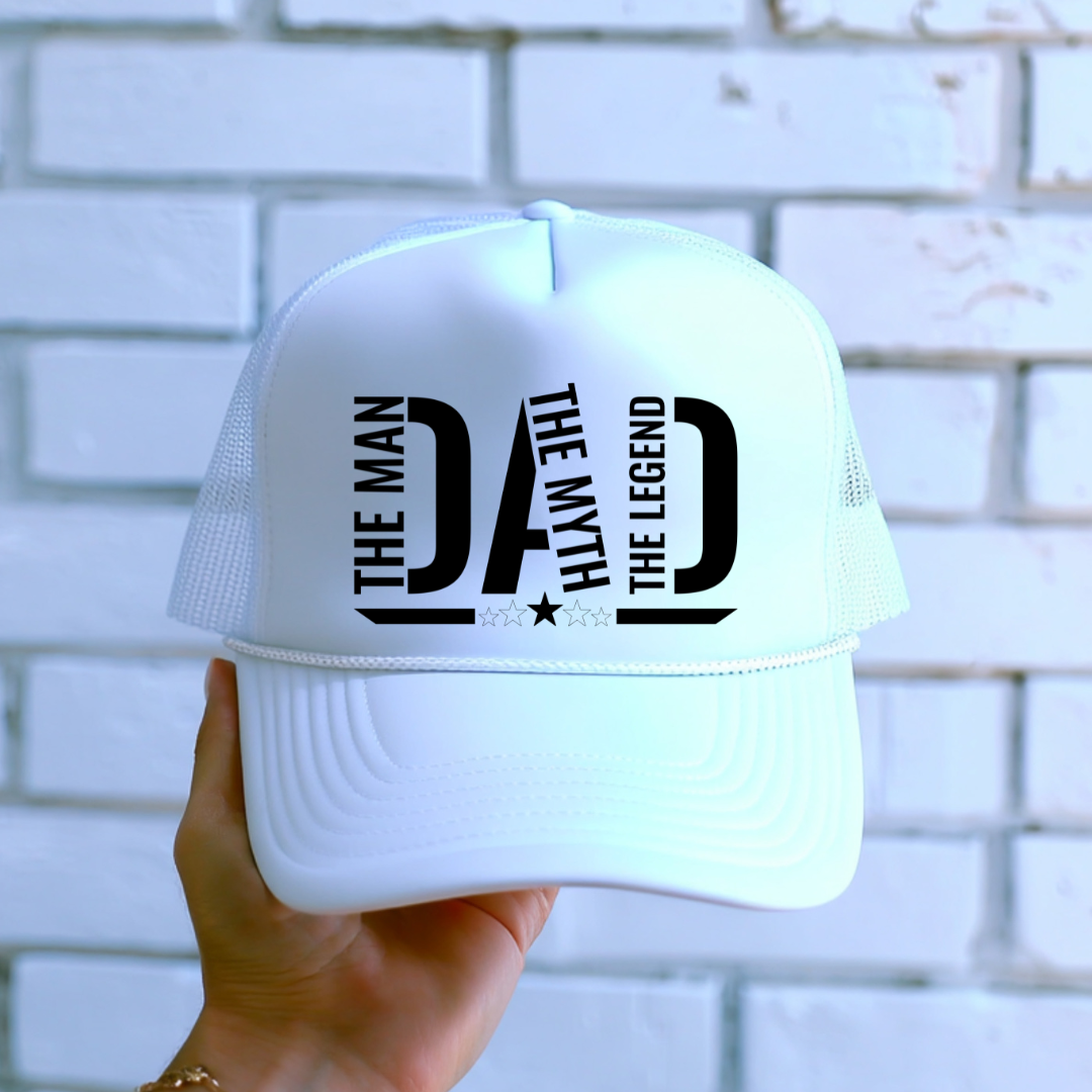 HAT TRANSFER-SINGLE COLOR SCREEN PRINT- DAD THE MAN