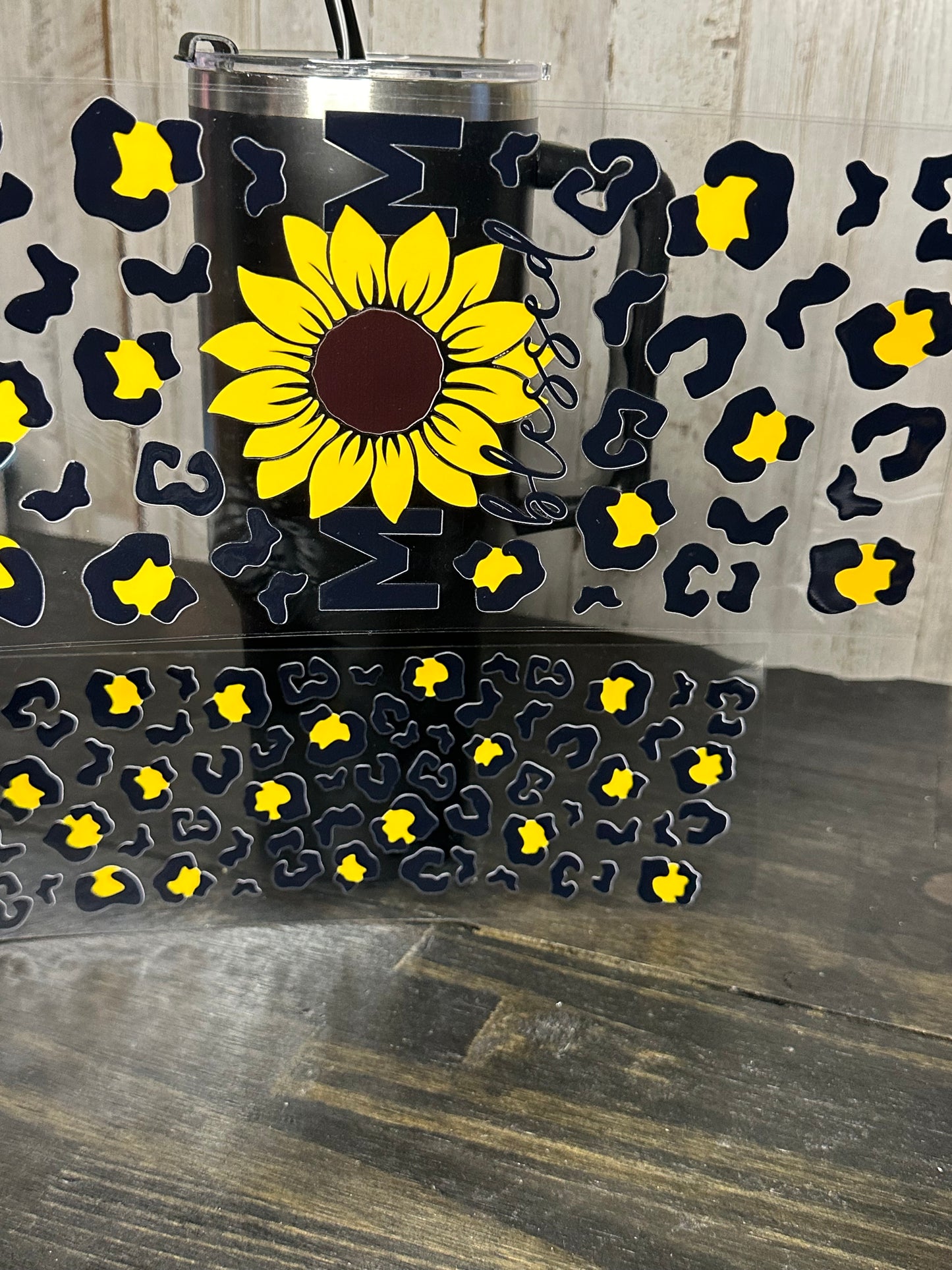40 0z UV DTF Cup Wraps Top and Bottom- SUNFLOWER MOM