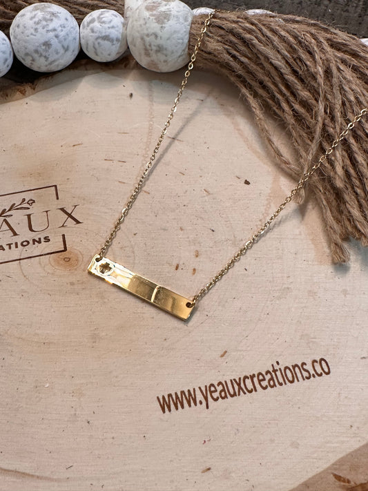 PERSONALIZED FLAT BAR NECKLACE CROSS CUTOUT