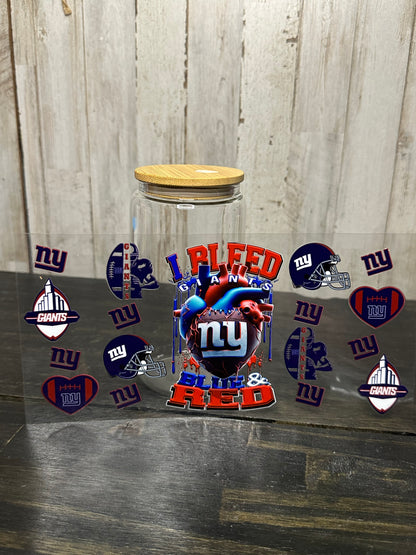 16 0z UV DTF DOUBLE SIDED Cup Wrap with Matching Lid Decal - SPORTS TEAMS (PICK TEAM)