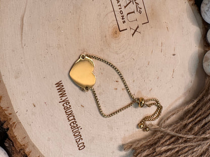 PERSONALIZED STAINLESS STEEL CENTERED HEART BRACELET