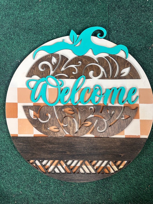 WELCOME PUMPKIN DOOR HANGER