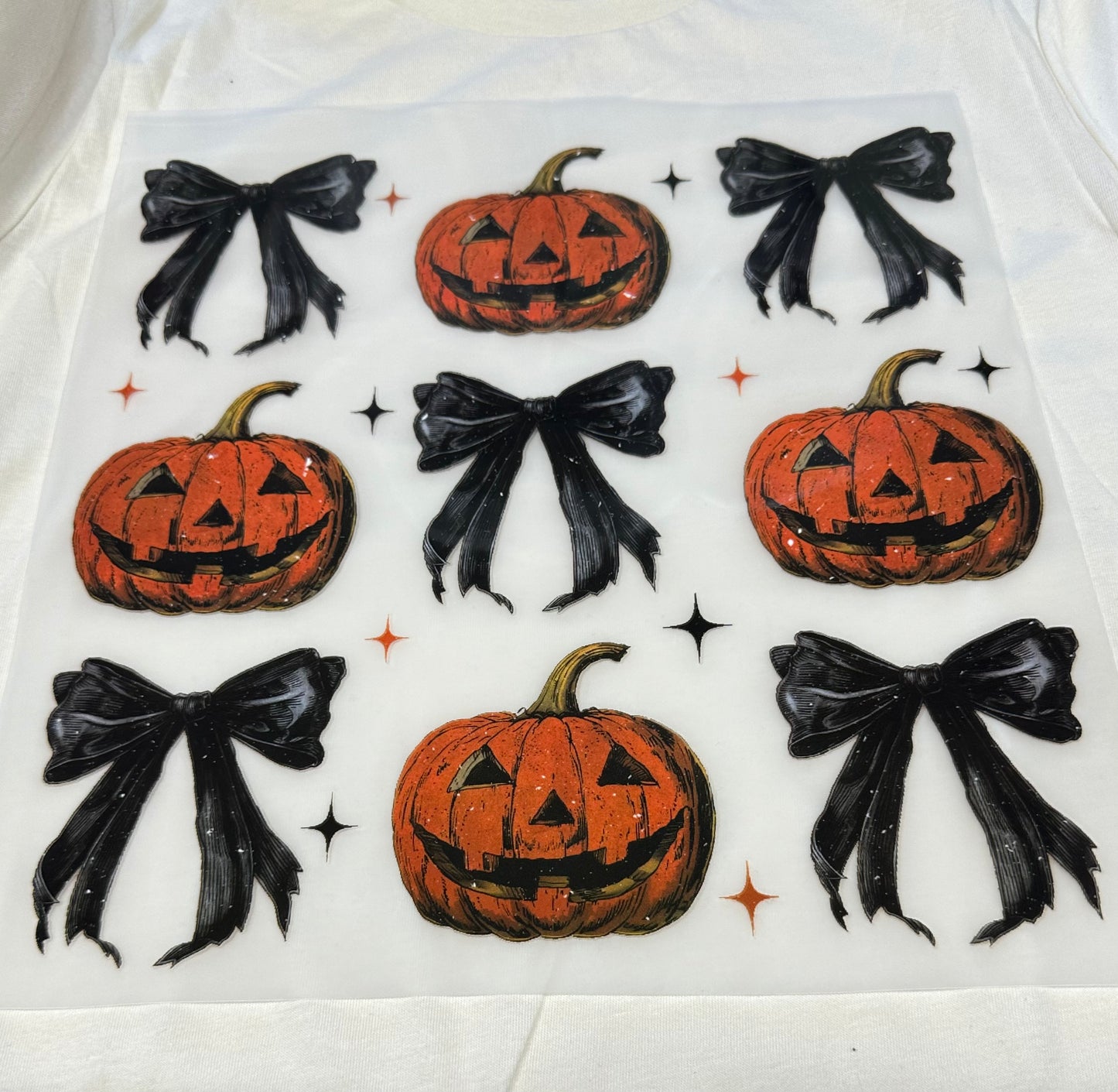 Clear Film Full Color Screen Print- HALLOWEEN PUMPKINS AND BOWS