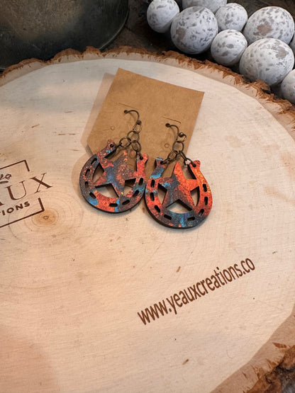 HORSESHOE WOOD EARRINGS