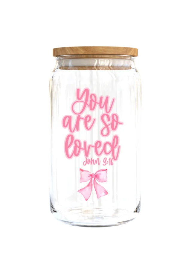 You are so Loved Cup, Glass Tumbler, Breast Cancer Awareness