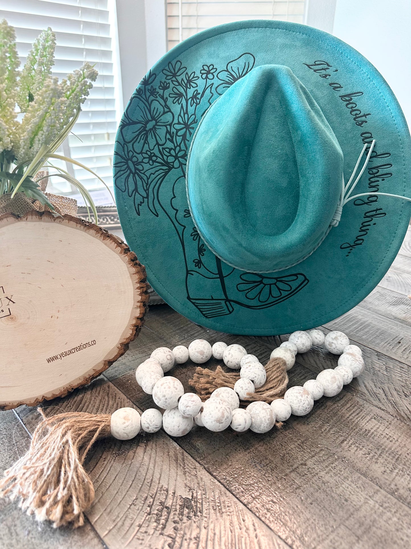 BOOT AND BLING WIDE BRIM HAT