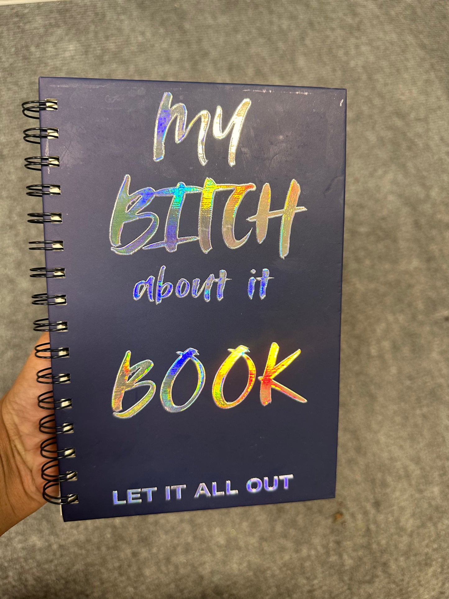 Journal Cover UV DTF- HOLOGRAPHIC SILVER FOIL MY B ABOUT IT BOOK