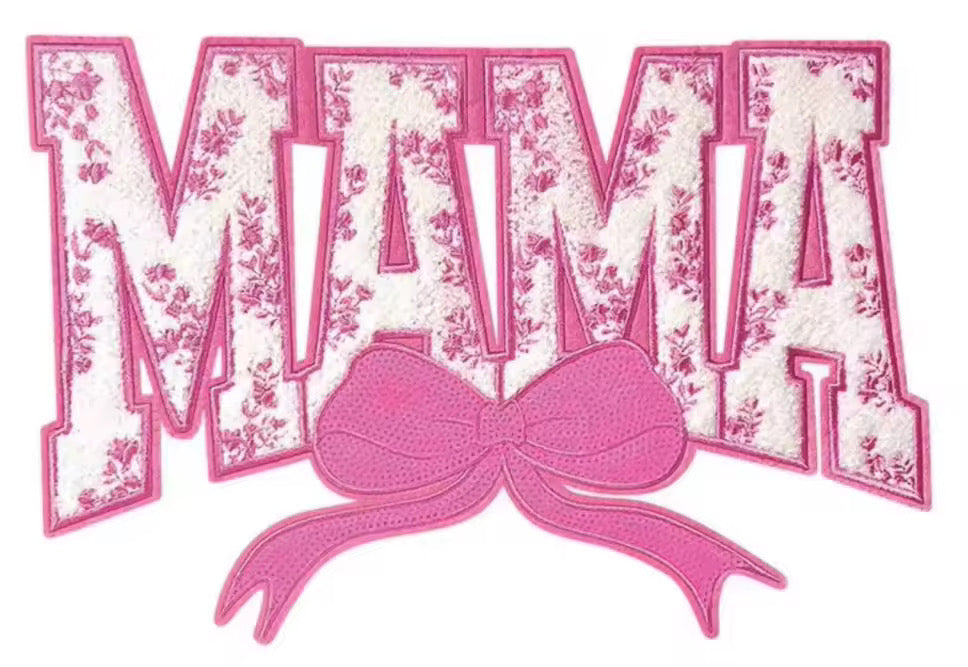 Chenille Patch- PINK MAMA, SEQUIN BOW
