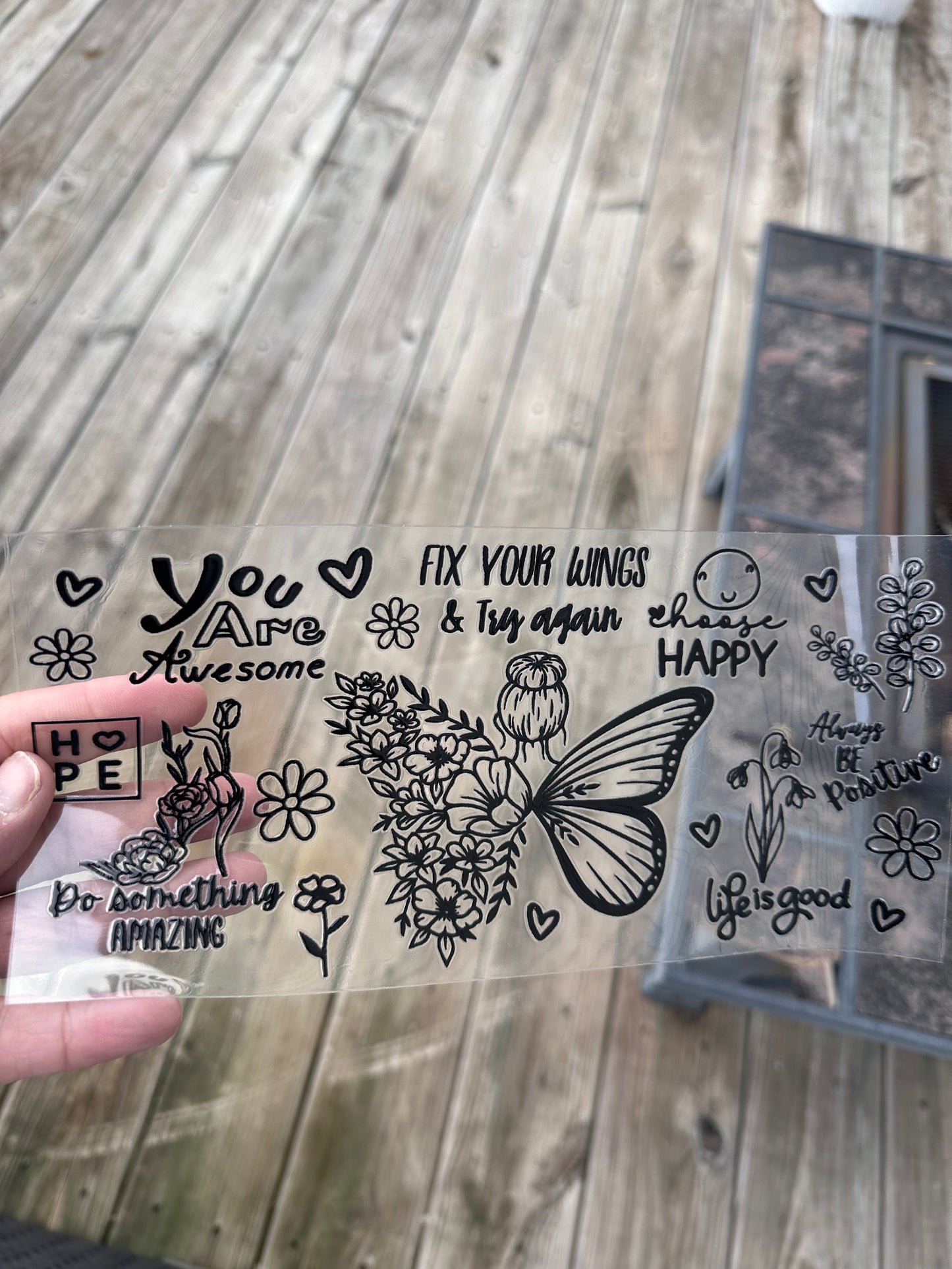 16 0z UV DTF Double Sided Cup Wrap- FIX YOUR WINGS AND TRY AGAIN