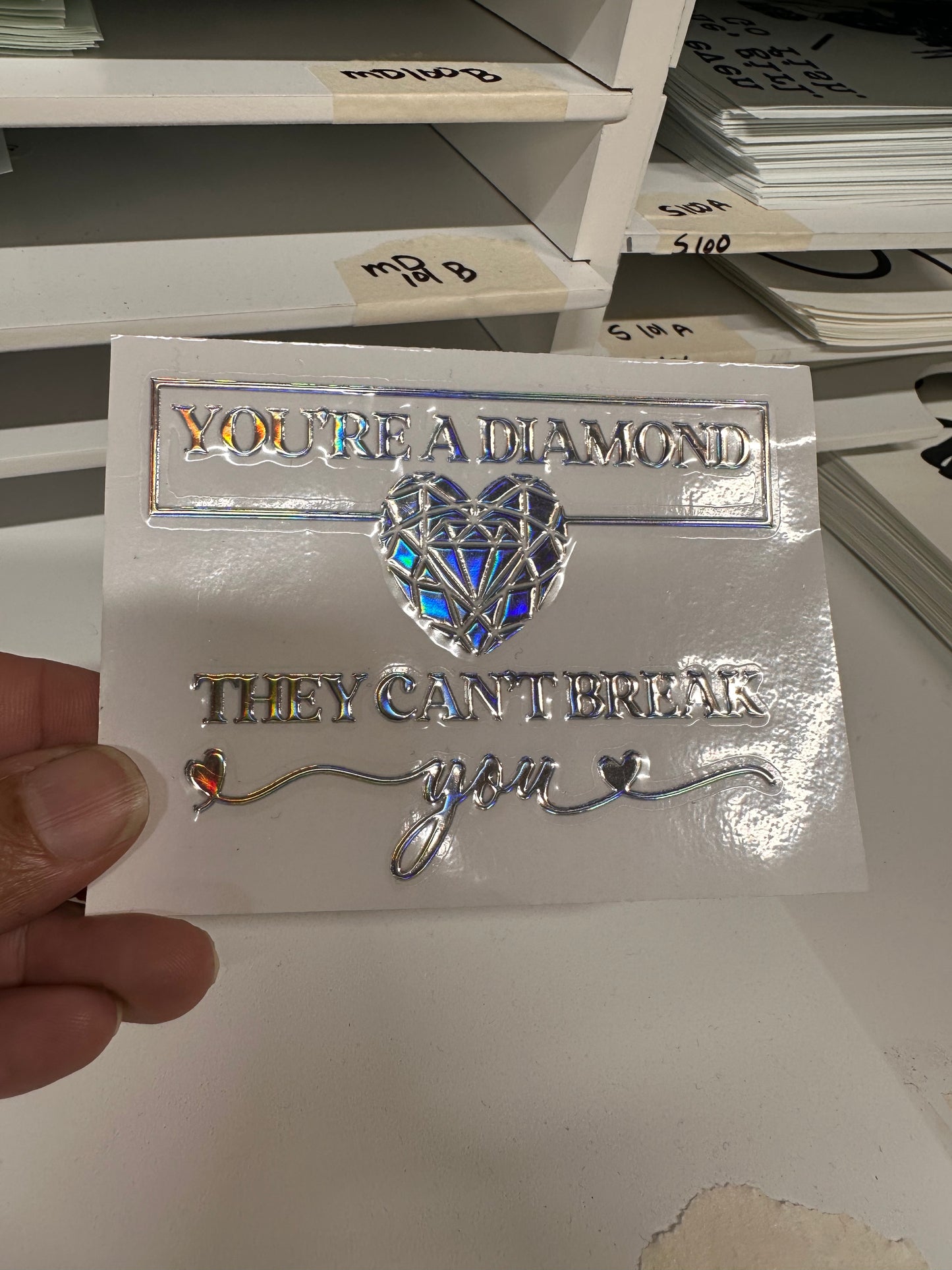 HOLOGRAPHIC SILVER FOIL, YOU'RE A DIAMOND- 16 0z UV DTF Cup Decal