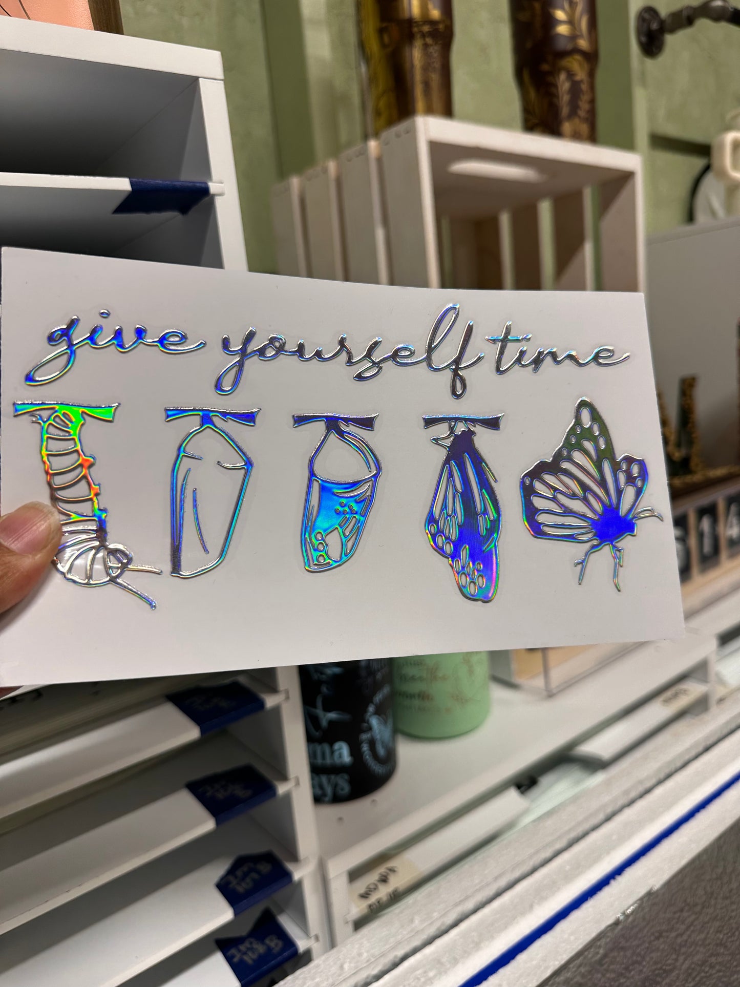 16 0z UV DTF Cup Wrap-HOLOGRAPHIC SILVER- GIVE YOURSELF TIME