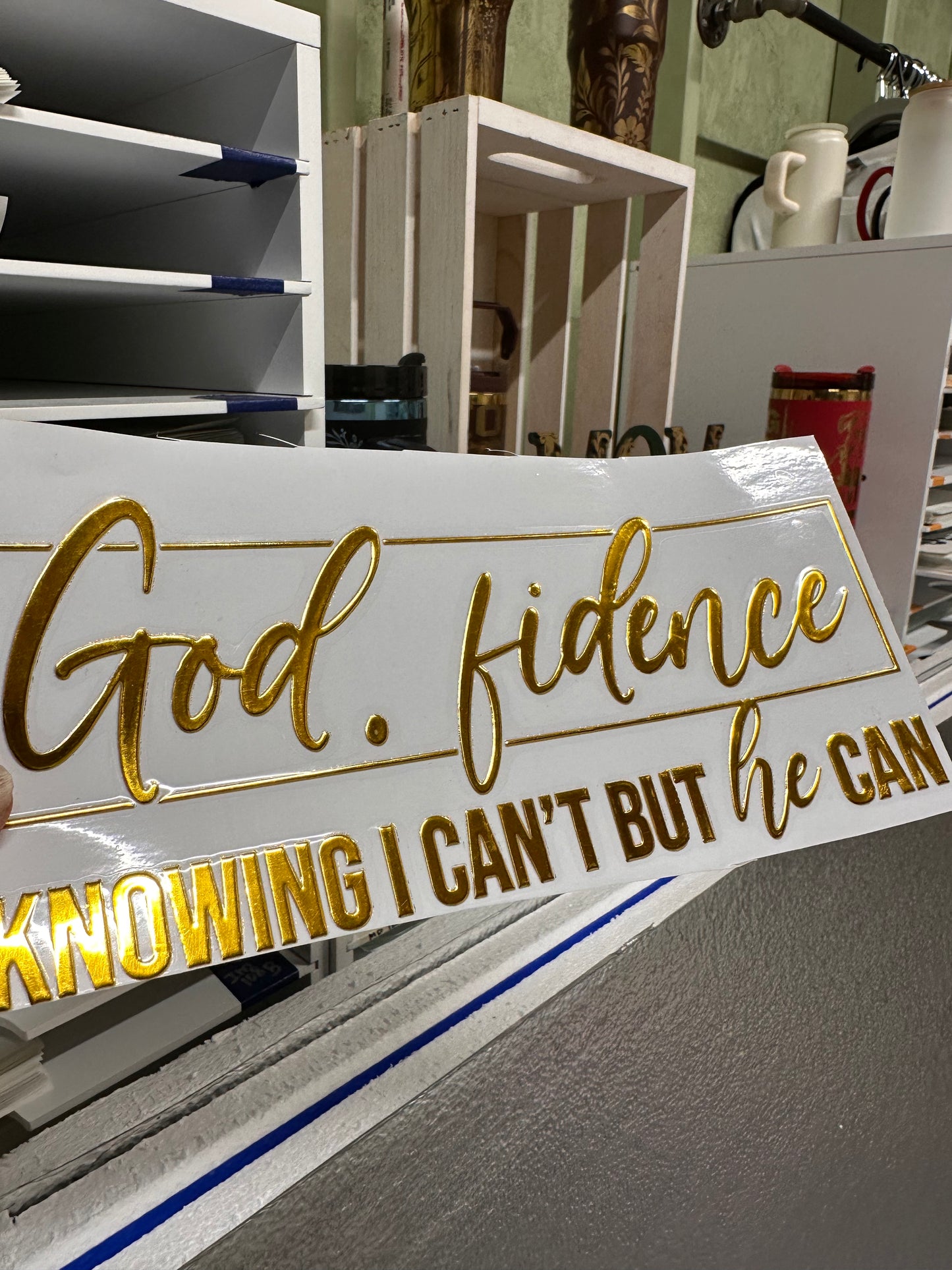 40 0z UV DTF Cup Wraps Top ONLY- GODFIDENCE (FOIL)