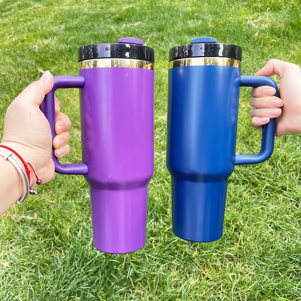 40 oz Double Walled Vacuum Insulated Stainless Steel- Gold Plated