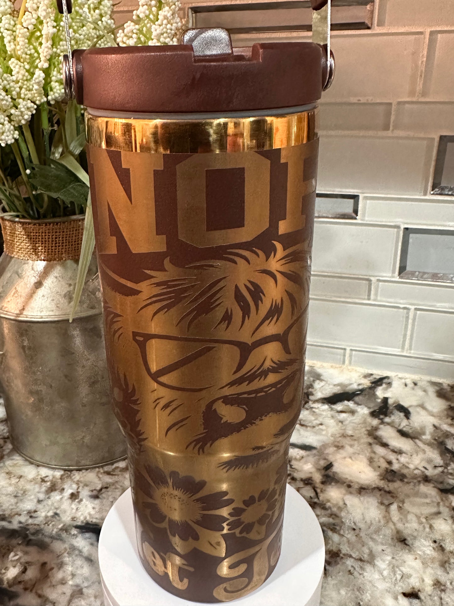 NOPE NOT TODAY 30 oz  Stainless Steel TUMBLER- GOLD Plated, Double Walled Vacuum Insulated