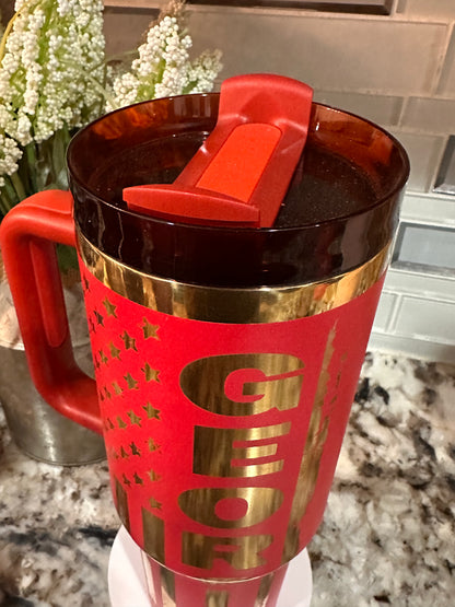 GEORGIA BULLDOGS 40 oz  Stainless Steel TUMBLER- GOLD Plated, Double Walled Vacuum Insulated
