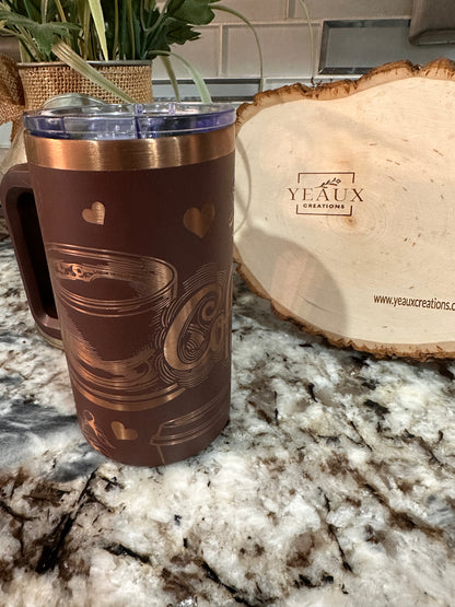 COFFEE 20 oz  Stainless Steel Coffee Mug- Copper Plated, Double Walled Vacuum Insulated (Copy)