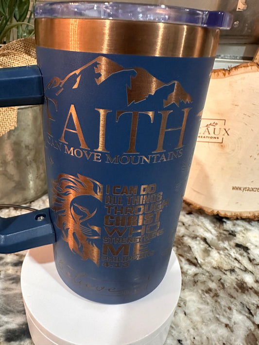 FAITH 20 oz  Stainless Steel Coffee Mug- Copper Plated, Double Walled Vacuum Insulated