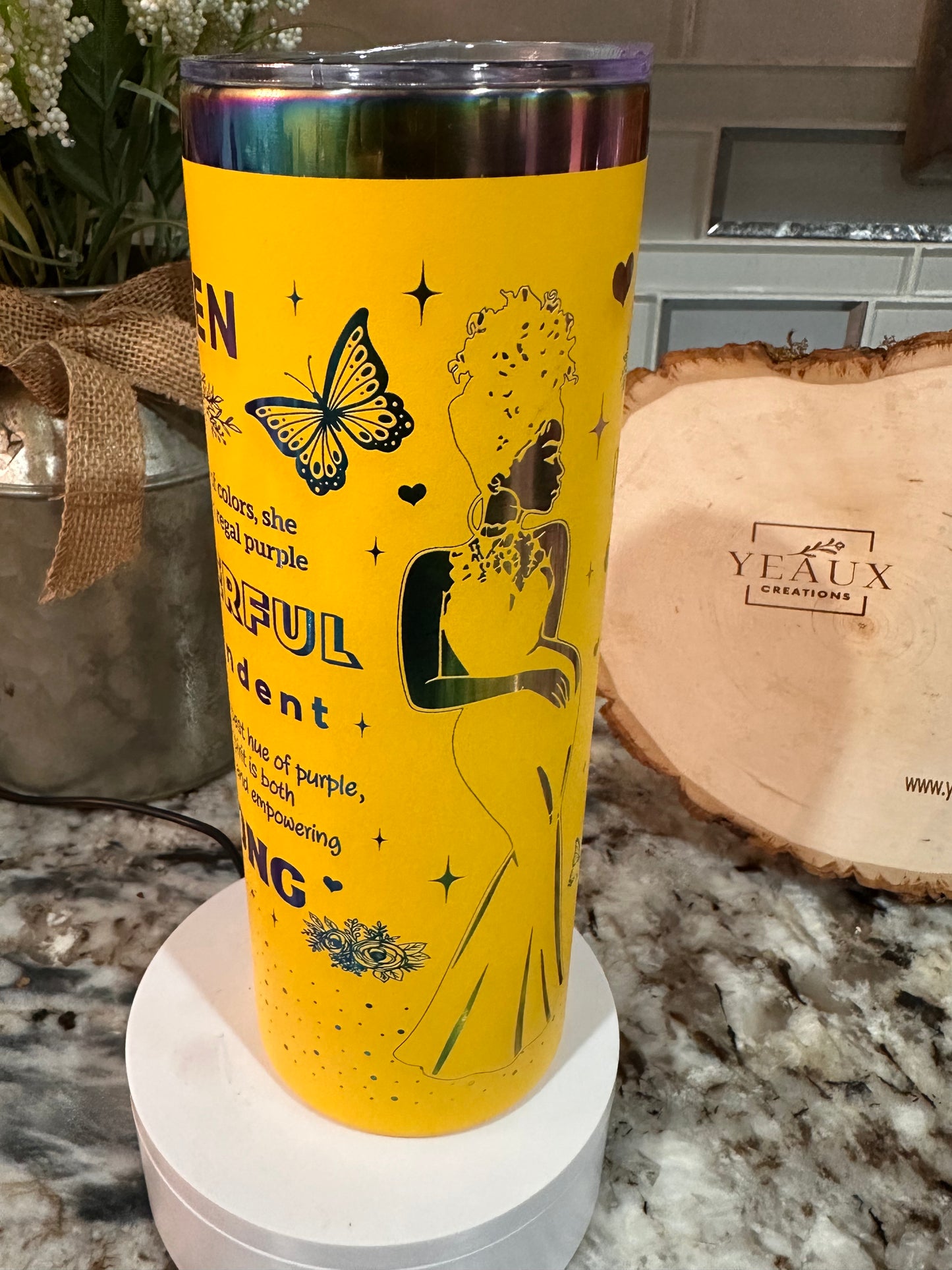 INSPIRATIONAL QUEEN 20 oz  Stainless Steel Tumbler- Rainbow Plated, Double Walled Vacuum Insulated