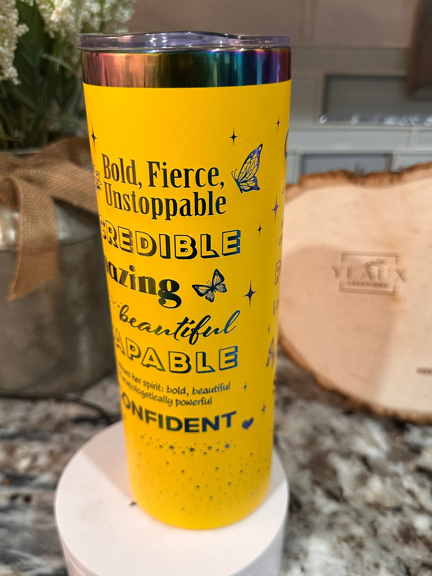 INSPIRATIONAL QUEEN 20 oz  Stainless Steel Tumbler- Rainbow Plated, Double Walled Vacuum Insulated