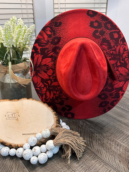 LEOPARD FLOWERS WIDE BRIM HAT