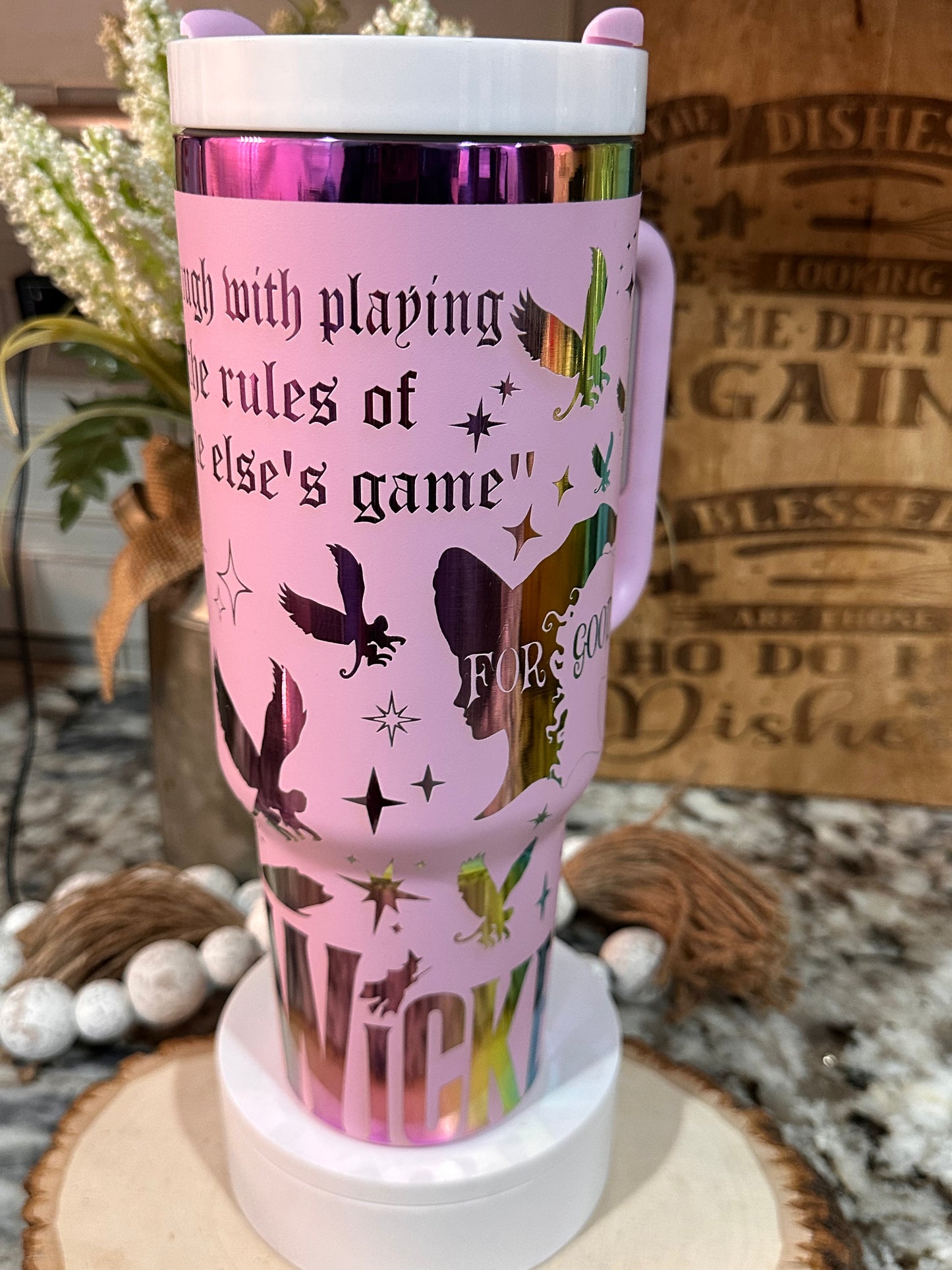 WICKED 40 oz  Stainless Steel TUMBLER- RAINBOW Plated, Double Walled Vacuum Insulated