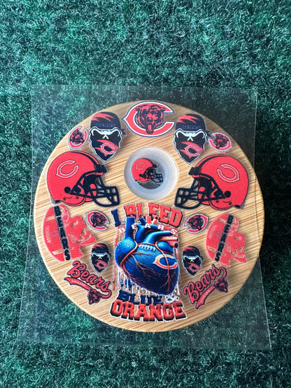 16 0z UV DTF DOUBLE SIDED Cup Wrap with Matching Lid Decal - SPORTS TEAMS (PICK TEAM)