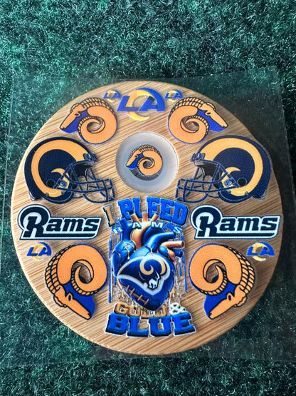 16 0z UV DTF DOUBLE SIDED Cup Wrap with Matching Lid Decal - SPORTS TEAMS (PICK TEAM)