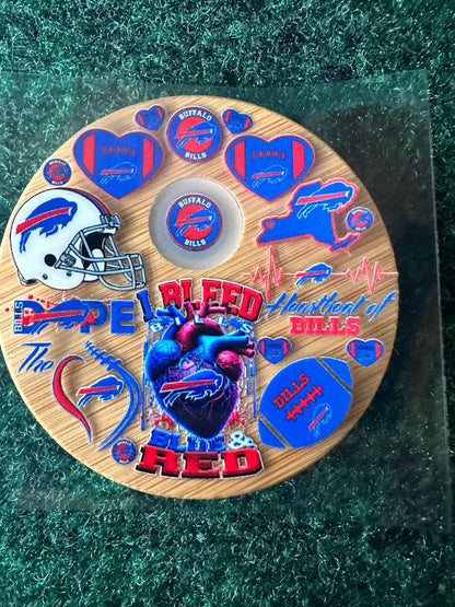 16 0z UV DTF DOUBLE SIDED Cup Wrap with Matching Lid Decal - SPORTS TEAMS (PICK TEAM)