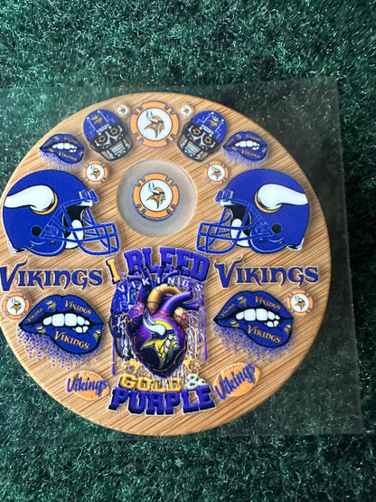 16 0z UV DTF DOUBLE SIDED Cup Wrap with Matching Lid Decal - SPORTS TEAMS (PICK TEAM)